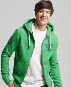 Image of Superdry Mens Track & Field Zip Hoodie Green / Oregon Green Marl - Size: L