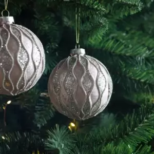 Image of Crossland Grove Pale Gold Glitter Baubles (3pk) Dia 100mm