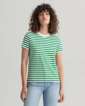Image of GANT Women Icon G Striped T-Shirt (XS) Green