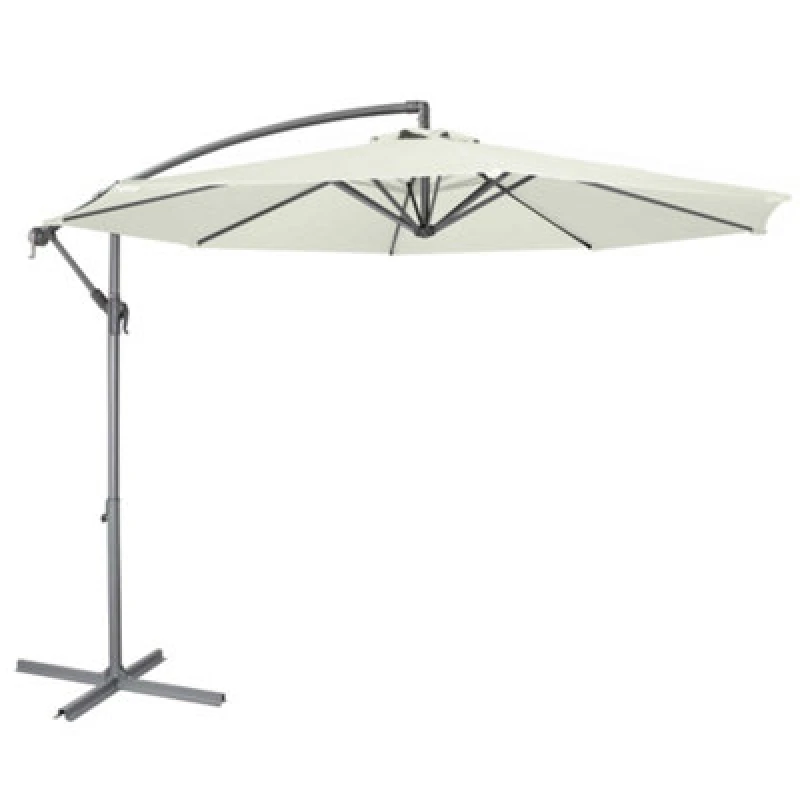 Image of Dellonda 3m Banana Parasol w/ Crank Handle and Cover, Cream Canopy - DG265, Cream DG265