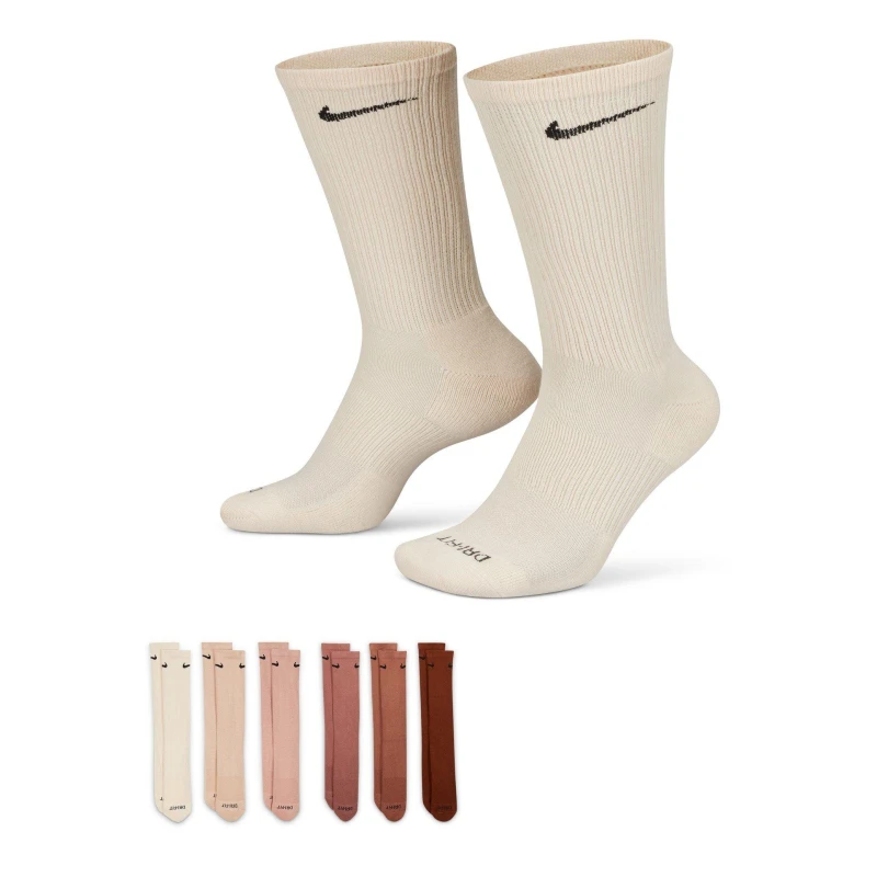 Image of Nike 6-Pack Everyday Cushioned Training Crew Socks Multi Beige male 8-11 (L)