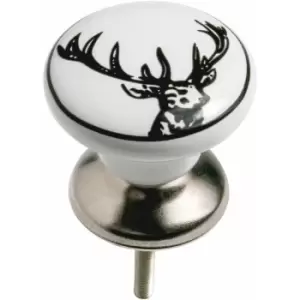 Image of Set of 4 Stag Design Drawer Knobs Ceramic Knobs With Stylish Round Shaped Made From Ceramic Material Metal Base Knob For Cabinet / Chest Of Drawers 6