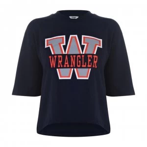 Image of Wrangler Boyfriend Crop T Shirt - Navy