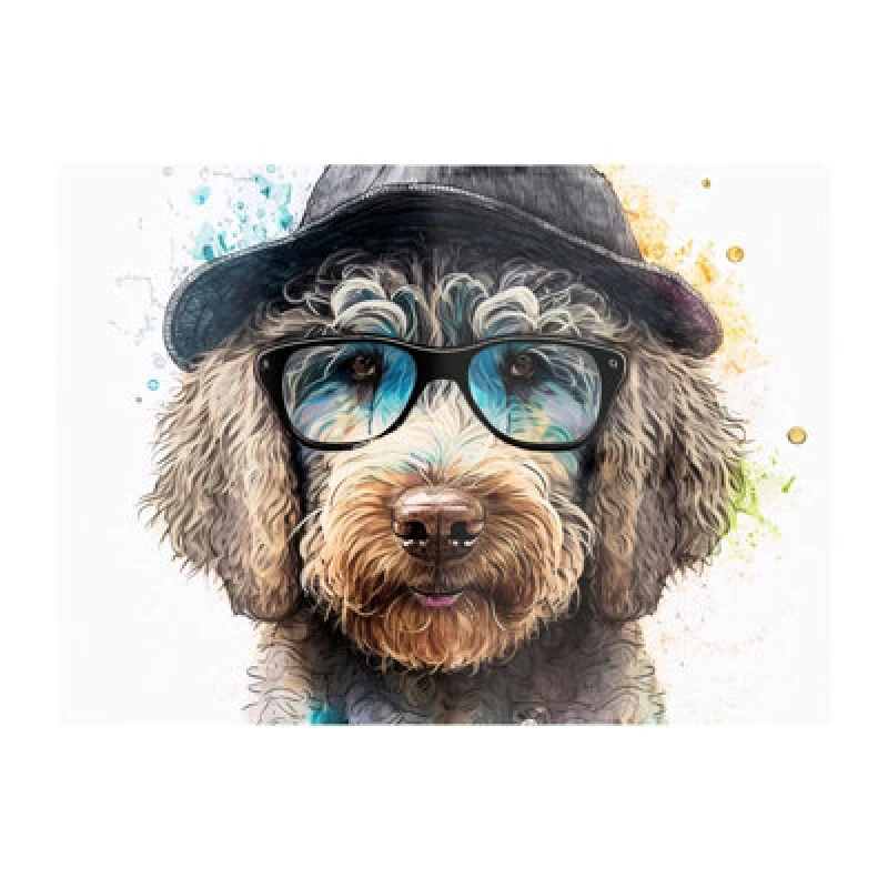 Image of Warren Reed Designer Labradoodle Dog Face Splashart Chopping Board