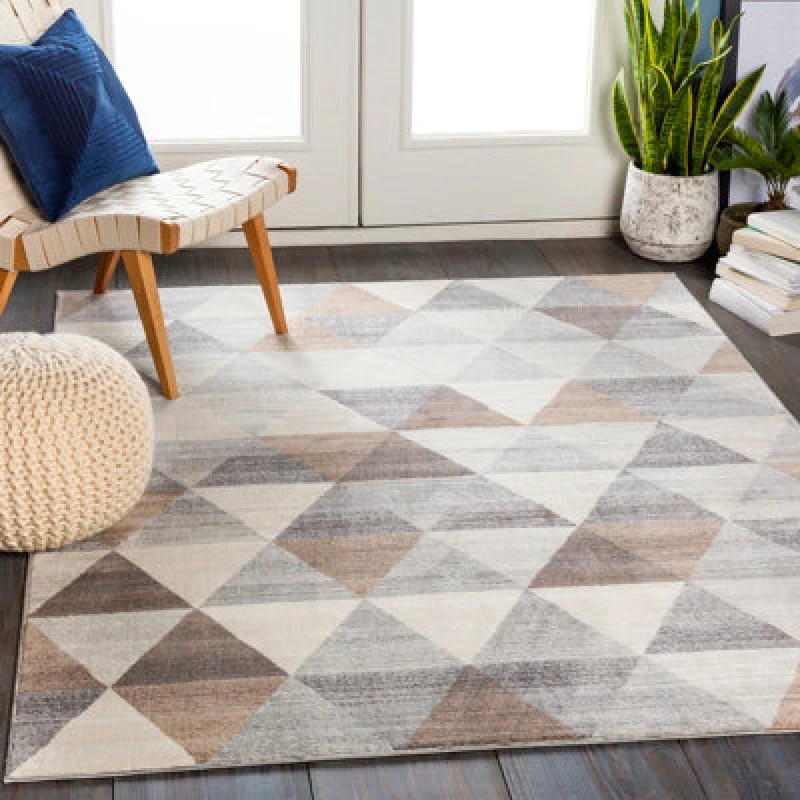 Image of Livabliss Scandi Geometric Medium Grey Katherine Area Rug 200 X 275cm - Easy Care, Non Shedding, Ideal For Living Room & Bedroom