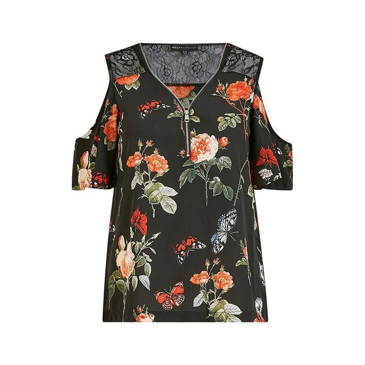 Image of Mela London Black Floral Lace Blouse - 8