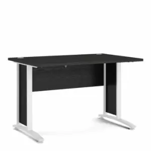 Image of Prima Desk 120 Cm In Black Woodgrain With White Legs