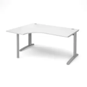 Image of Office Desk Left Hand Corner Desk 1600mm White Top With Silver Frame 1200mm Depth TR10 TBEL16SWH