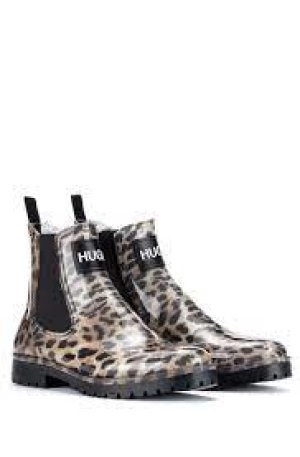 Image of Hugo Boss Tabita Leopard Print Rain Boot Beige Size 7 Women