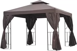 Image of Outsunny 3x3 m Gazebo W/Side Panel-Brown