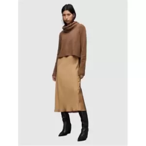Image of AllSaints AllSaints Tierny Roll Neck Dress Womens - Brown