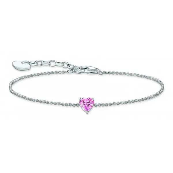 Image of Thomas Sabo Sterling Silver Basics Pink Zirconia Bracelet A2157-051-9-