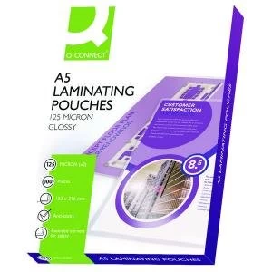 Image of Q-Connect A5 Laminating Pouch 250 Micron Pack of 100 KF04108