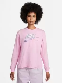 Image of Nike Nsw Long Sleeve Boxy T-Shirt - Pink, Size XS, Women