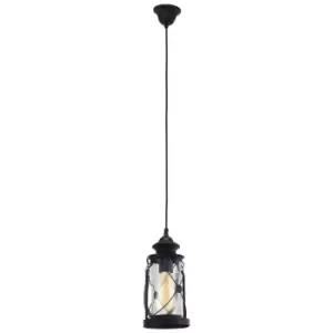 Image of Hanging Ceiling Pendant Light Black Lantern 1 x 60W E27 Hallway Feature Lamp