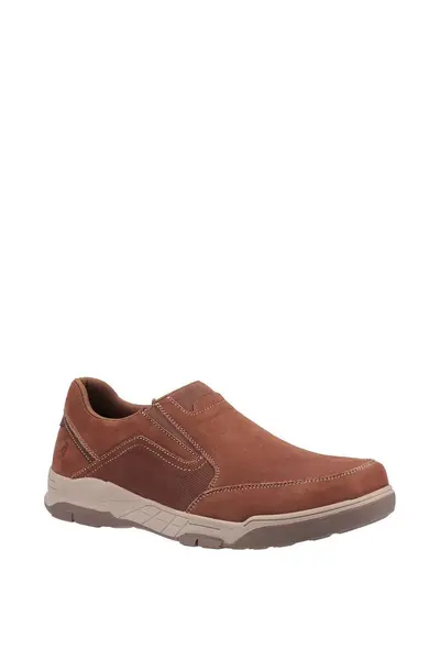 Image of Hush Puppies 'Fletcher' Smooth Leather Slip On Shoes Tan