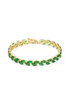 Image of Gold Plated Multi Navette Emerald Bracelet