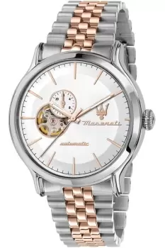 Image of Gents Maserati Epoca 42mm Auto W/Silver Dial Bracelet Ss+Rg Watch