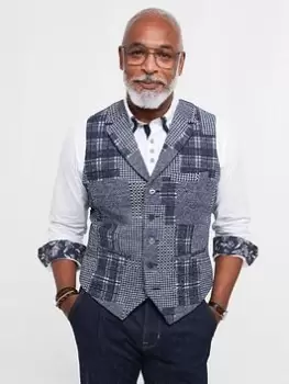 Image of Joe Browns Joe Browns Perfect Patch Waistcoat - Blue Size 46, Men