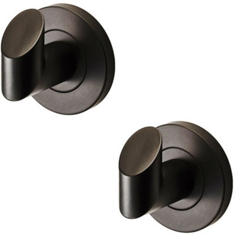 Image of Loops 2x Single Bathroom Robe Hook on Concealed Fix Rose 44.5mm Proj Matt Black Black