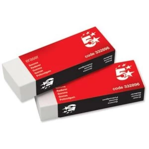 Image of 5 Star Office Plastic Eraser Paper-sleeved 60x21x12mm Pack 10