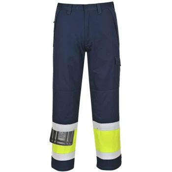 Image of Portwest - MV26YNRXXL - sz 2XL Hi-Vis Modaflame Trouser - MV26 Yellow/Navy
