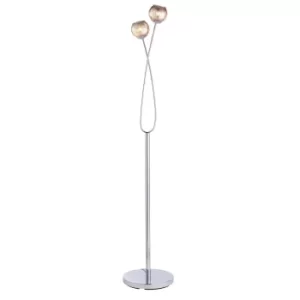 Image of Aerith 2 Light Floor Lamp Chrome, Smokey Mirror Tinted Glass, G9