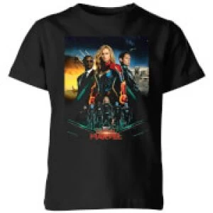 Image of Captain Marvel Movie Starforce Poster Kids T-Shirt - Black - 3-4 Years