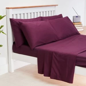 Image of Catherine Lansfield Non-Iron Single Fitted Sheet - Plum