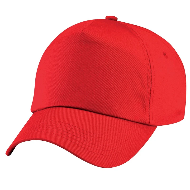 Image of Beechfield Plain Original 5 Panel Baseball Cap in Light Red Light Red Unisex One Size
