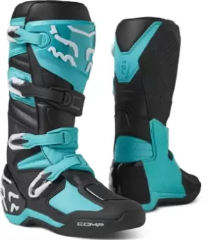 Image of FOX Comp Motocross Boots, turquoise, Size 50, turquoise, Size 50