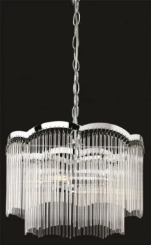 Image of 2 Light Ceiling Pendant Chrome, Clear Glass Rods, E14