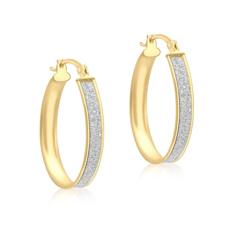 Image of Be You 9ct Gold Stardust Oval Hoops Gold female One Size