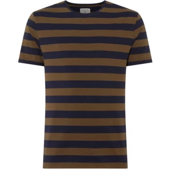 Image of Criminal Cove Striped Crew Neck T-Shirt - Green