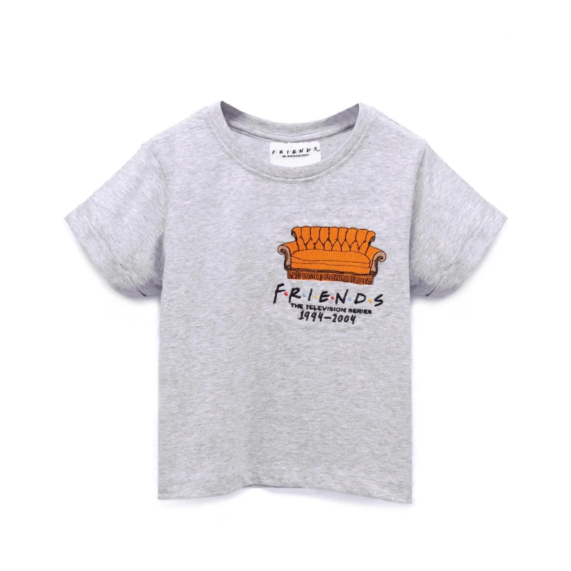 Image of Friends Cropped Short Sleeved T-Shirt Grey female