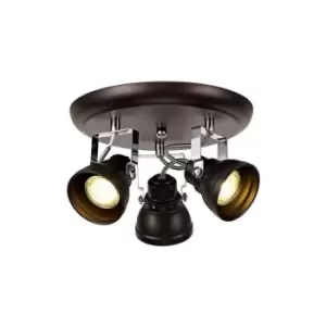 Image of Luminosa Lighting - Adjustable Round Spotlight, 3 x GU10 (Max 10W LED), Oiled Bronze, Polished Chrome