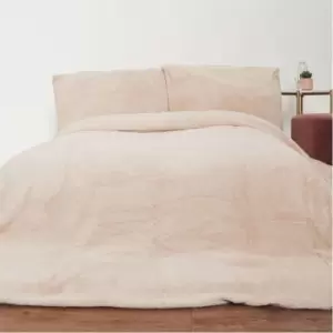 Image of I Saw It First Teddy Fleece King Duvet Cover and Pillow Case Set - Brown