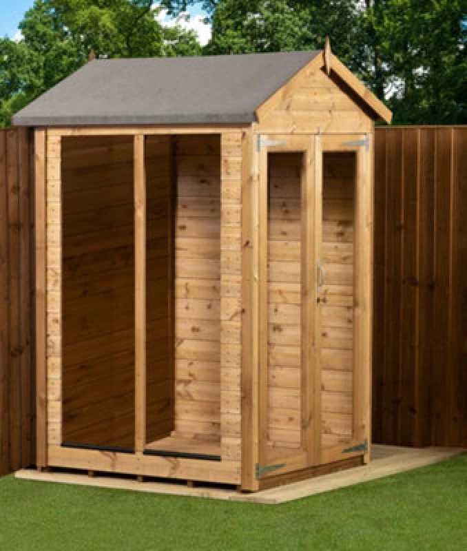 Image of Empire Sheds Empire Apex Summerhouse 4X4 Dipped Treated Tongue And Groove Wooden Garden Shed Double Door (4' X 4' / 4ft X 4ft) (4X4)