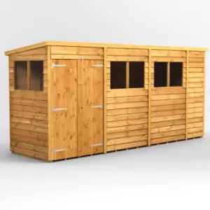 Image of 14x4 Power Overlap Pent Double Door Garden Shed