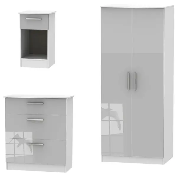 Image of Ready Assembled Goodland 3 Piece Bed Set - Grey