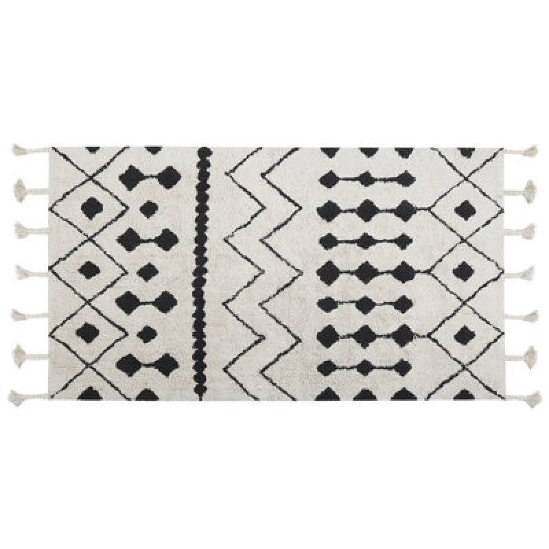 Image of Beliani Rug Khemisset Off-White 80 X 150 Cm Cotton