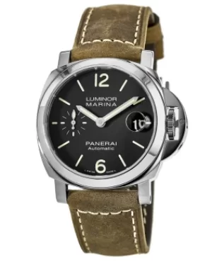 Image of Panerai Luminor Marina Automatic Black Dial Leather Strap Mens Watch PAM01048 PAM01048