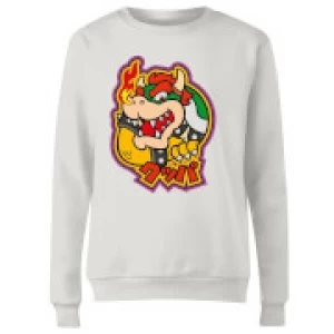 Image of Nintendo Super Mario Bowser Kanji Womens Sweatshirt - White - L