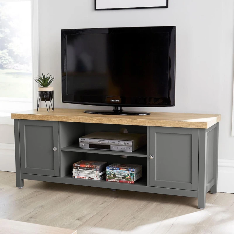 Image of Home Source Avon 2 Door Large TV Stand Unit Dark Grey