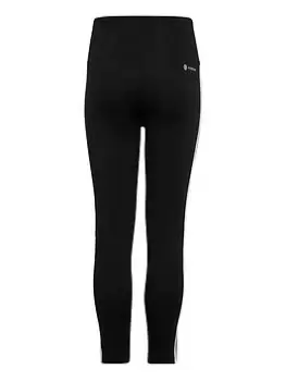 Image of adidas Junior Girls Train Essentials 3 Stripe Legging - Black/White, Size 9-10 Years