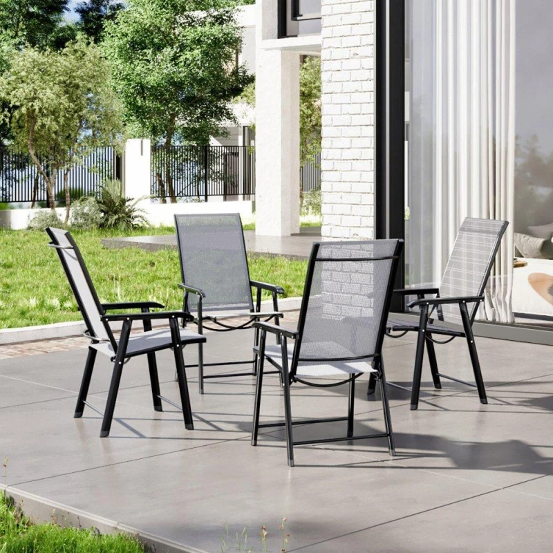 Image of Breeins 4Pcs Fabric Folding Chairs Set Black L