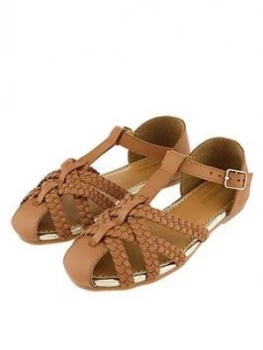Image of Monsoon Girls Luciana Caged Leather Sandal - Tan, Size 3 Older