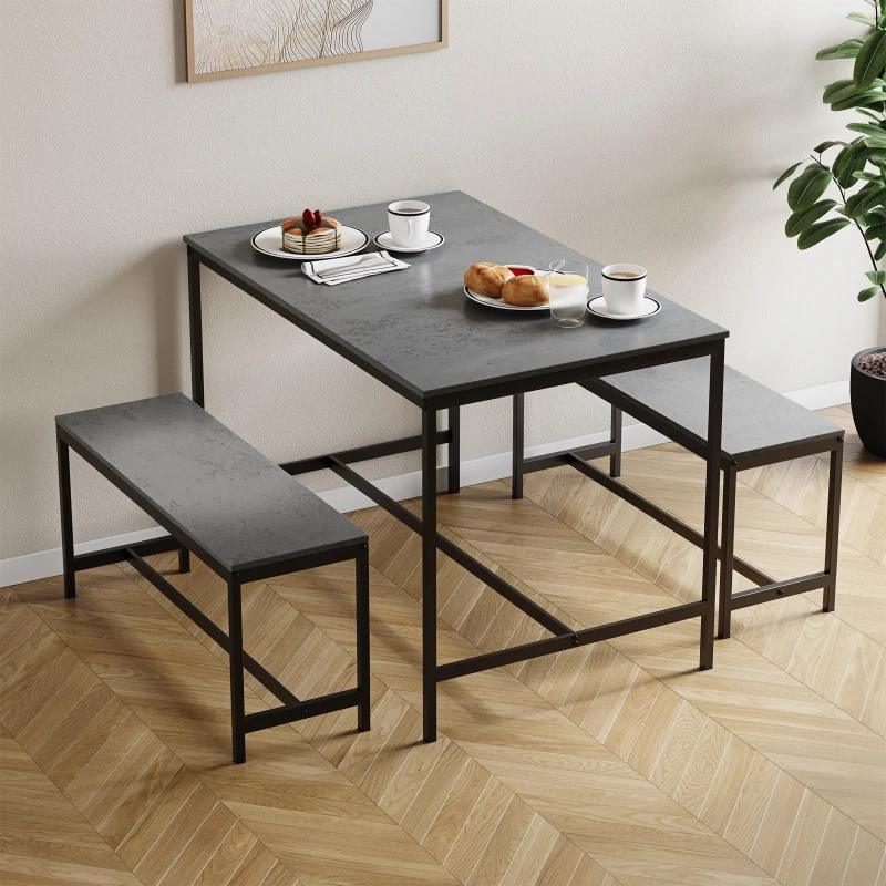 Image of Lassic Roslyn 4 Seater Dining Table With Bench Set Concrete Grey unisex 4 Seater