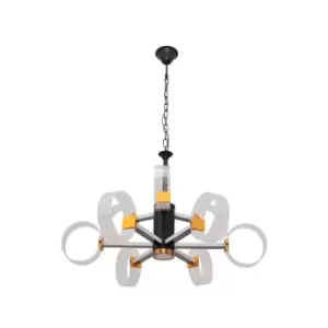 Image of Alicante Integrated Pendant Ceiling Light Black, Gold 76cm