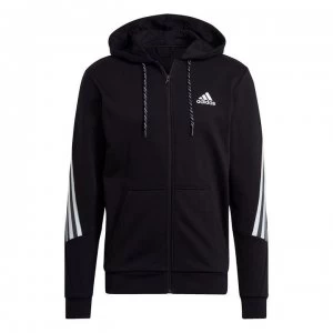 Image of Adidas 3 Stripe Tape Full Zip Hoodie Mens - Black/White
